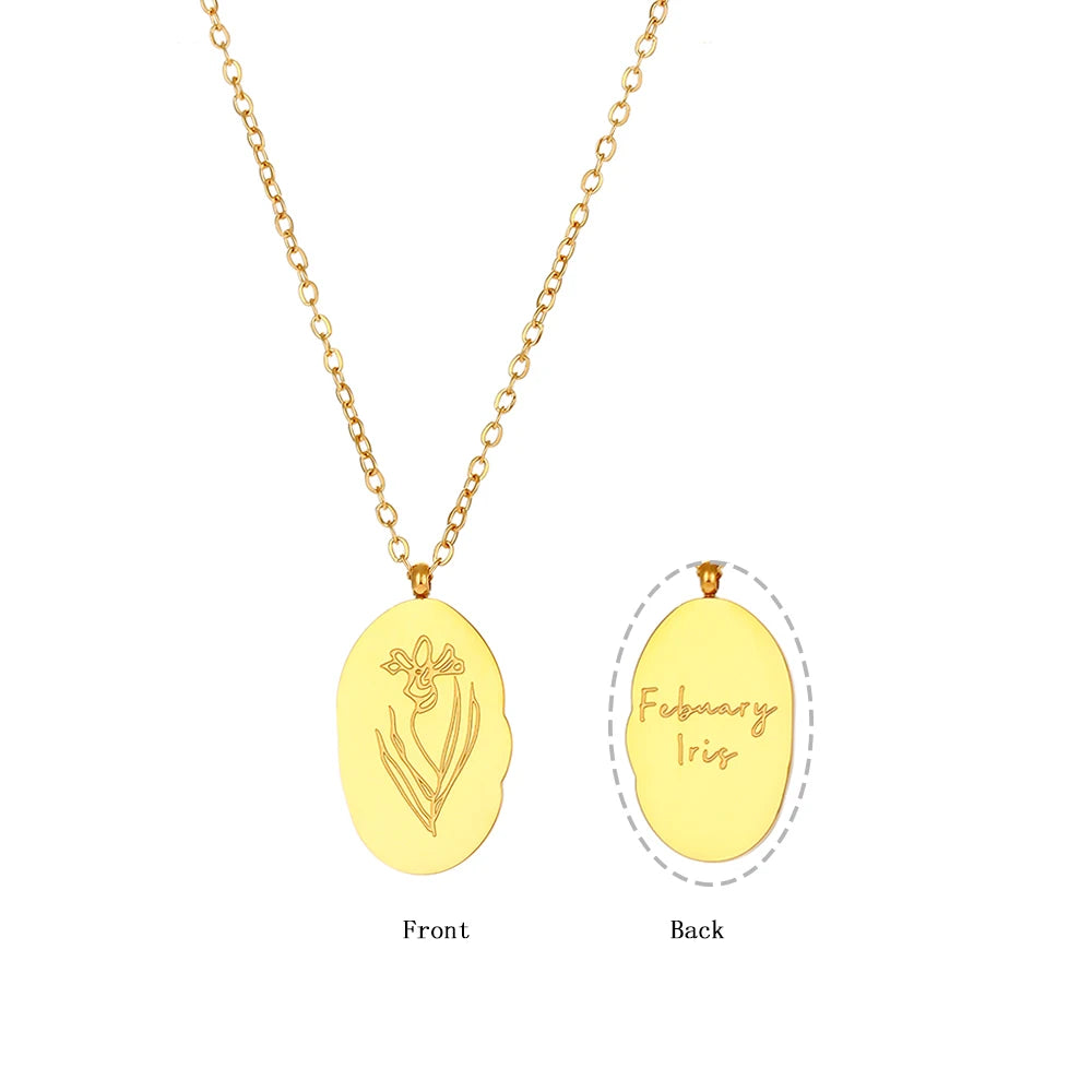 Delilah Necklace - February Birth Flower Jewellery - Close-up of the exquisite floral pendant design.