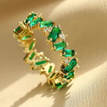 Close-Up of Tara Ring's Sparkling Emerald Baguettes
