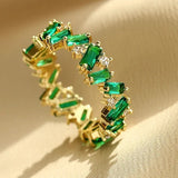 Close-Up of Tara Ring's Sparkling Emerald Baguettes